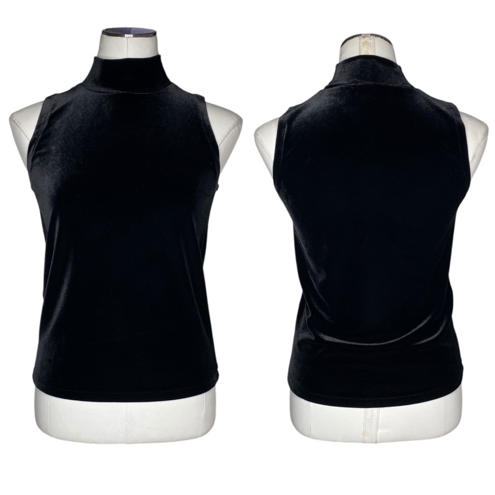 J. Crew Black Velvet Mock Neck Tank Top